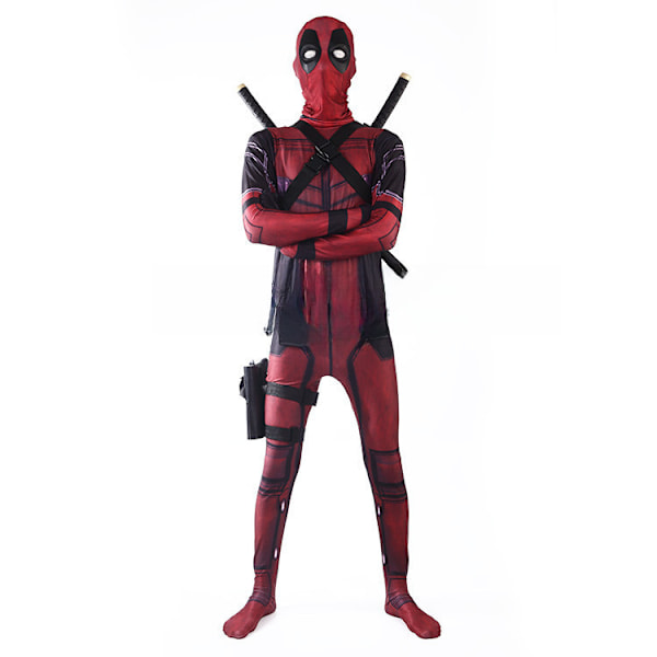 Halloween Spot Performance Suit Superhero Deadpool Lycra Leotard Anime Costume cosplay Costume Prop pistol Adults L