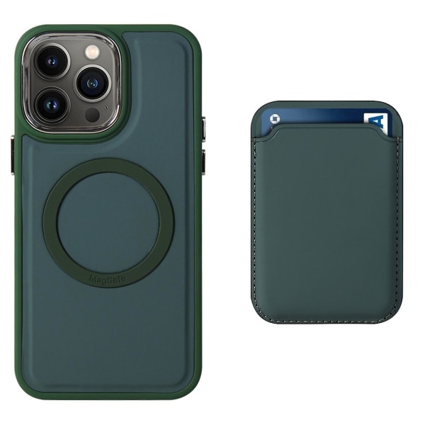 Skin Feeling Silikon Magsafe Case Kompatibel Iphone 14 Pro Max/14 Pro/14 Plus med magnetkort plånbokshållare Dark green iPhone 14 Pro Max