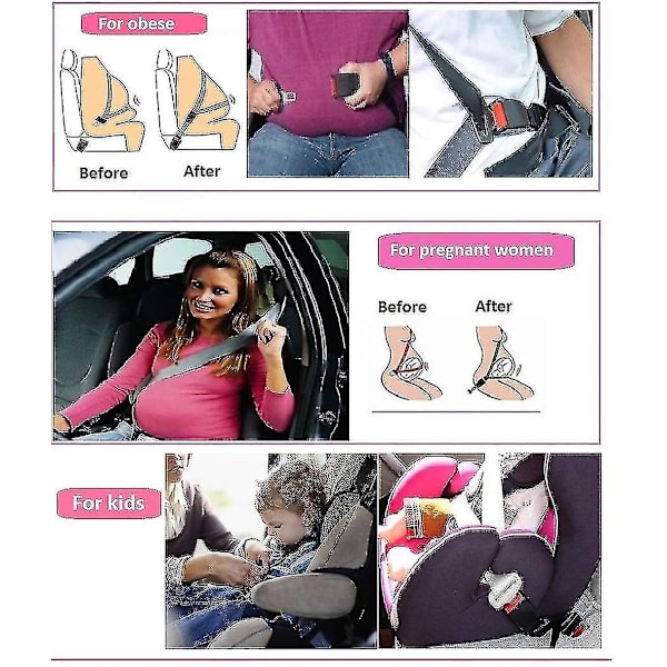 Säkerhetsbälten 1/2 Pack Universal bilbältesförlängare Justerbar bältesförlängare 23cm 2st 36cm