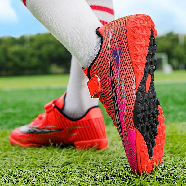 Fotbollsskor för barn, halkfria fotbollsskor med dubbar, grässkor, sneakers Yjg2231 Orange 33