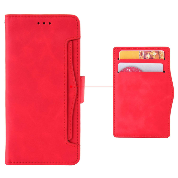 Magnetiskt Pu-läderställ phone case för Tcl 40 Nxtpaper, med flera kortplatser Red