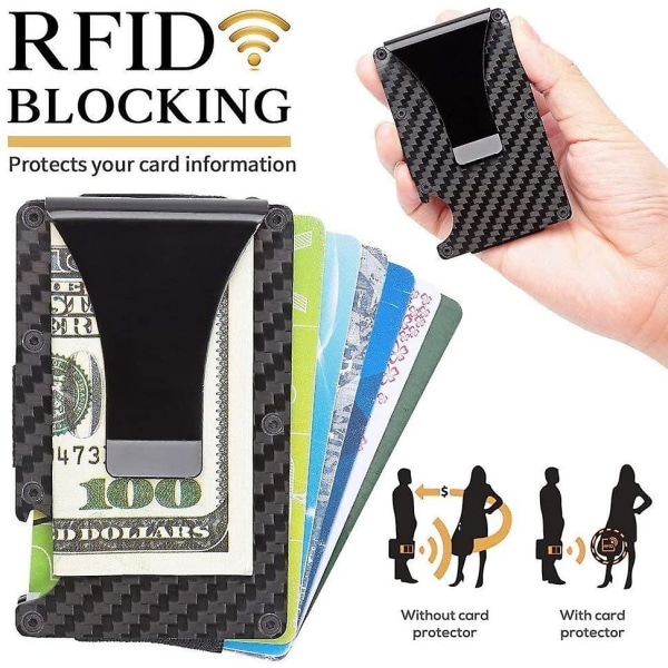 Minimalistisk korthållarplånbok Kolfiberplånbok Rfid Blocking Slimmetal Plånbok null none