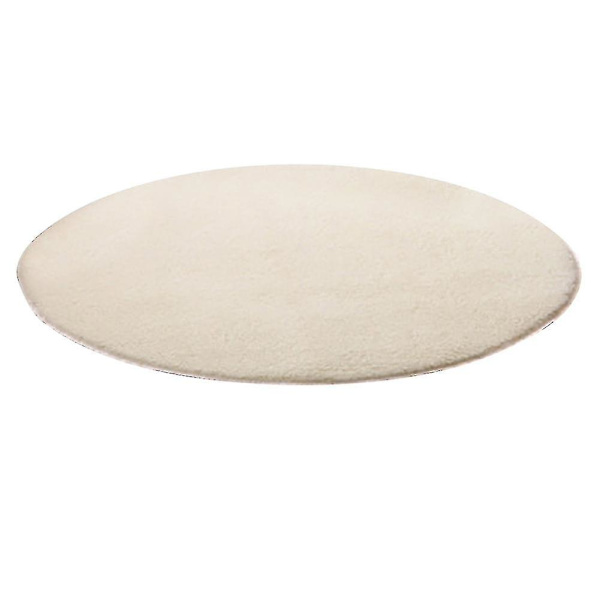 120 cm rund fluffig mjuk matta Anti-halk Golvmatta Matta Kudde Sovrumsinredning Beige White none