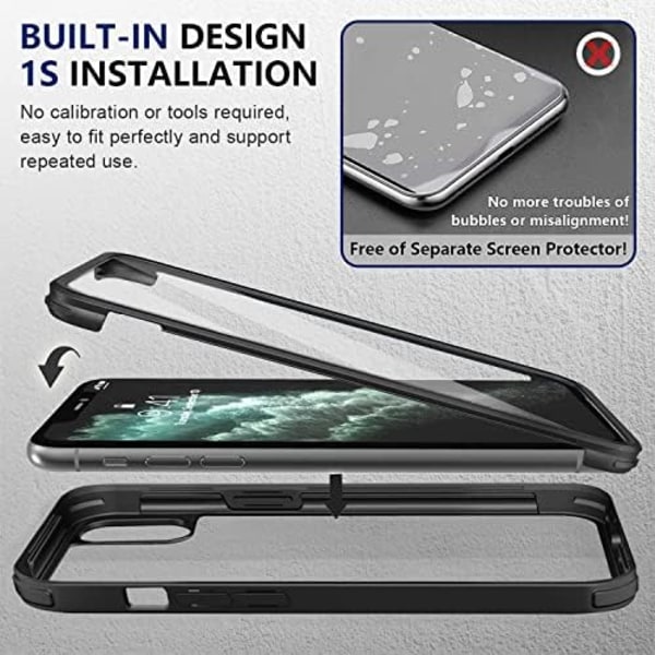 UBUNU iPhone Xs Max- case med skärmskydd [Inbyggt 9H hårt härdat glas], för Magsafe 360 ​​helkroppsskydd, genomskinligt skyddande iPh Black