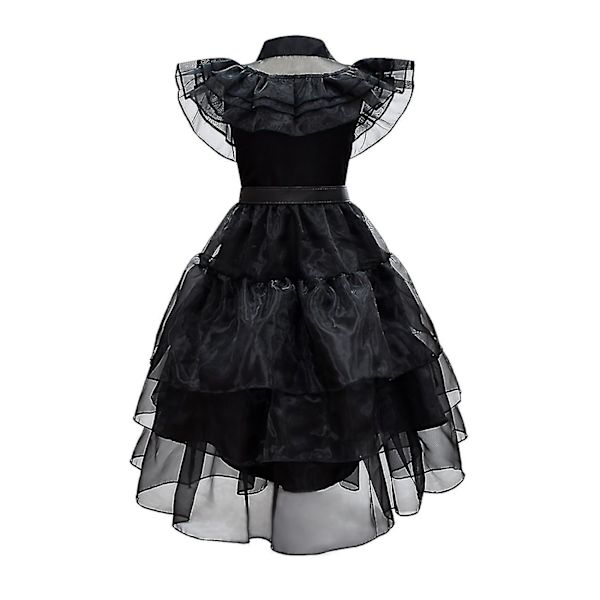 Onsdag Addams Dress For Girls Halloween Carnival Party Cosplay Kostym 120cm