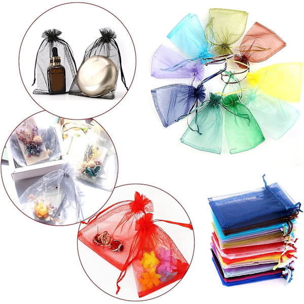 Förpackning med 100 färgade organzapåsar, 9 X 12 cm, organza presentpåse, smyckespåsar, bröllopspåsar, lavendelpåsar, bröllopsföremål null none