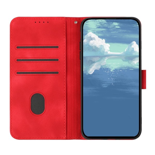 Line Pattern PU case för iPhone 15 Pro Red