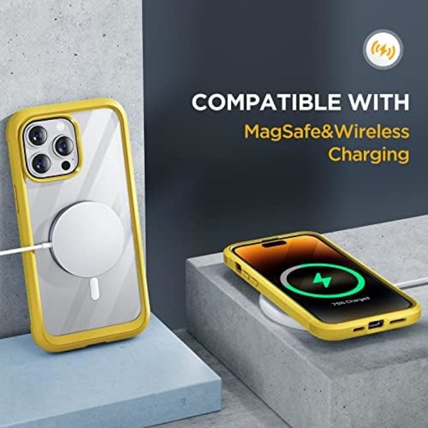Miracase Glass Series Designad för iPhone 14 Pro Max Case 6,7 tum, [2023 Upgrade] Bumper Case med inbyggd 9H härdat glas Scr Lemon Yellow