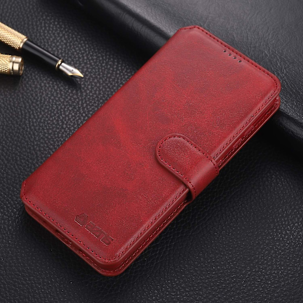 AZNS Case för Samsung Galaxy A12 Plånbok Mobiltelefon Cover Red