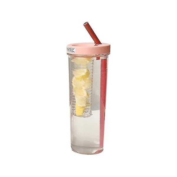 Drickskopp med sugrör och lock, resekopp för lemonad, smoothie & juice, återanvändbar 700 ml plastgul pink