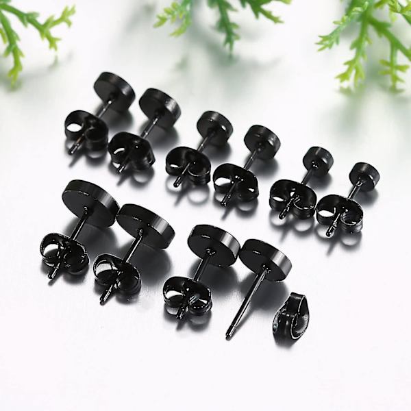 Handgjorda örhängen Runda Ice-matt | Perfekt present Black (5 pairs)