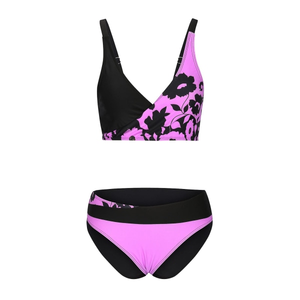 Baddräkt Dam Baddräkt Dam Print Set Baddräkt Tvådelad BH Badkläder Strandkläder Dam Bikini Baddräkter Hot Pink L