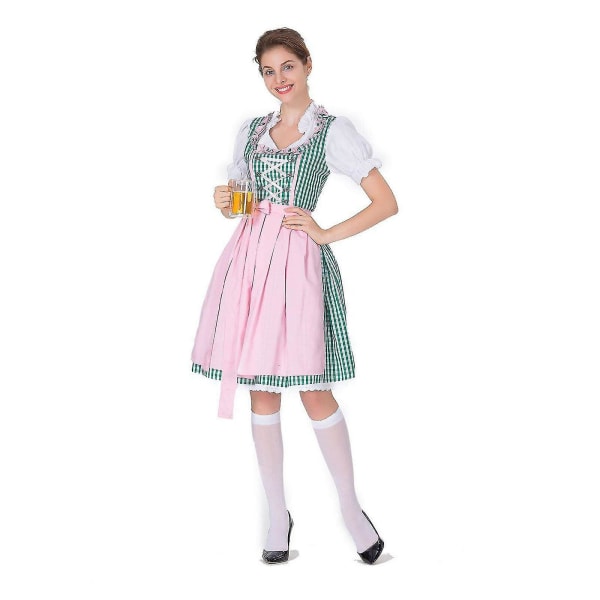 Kvinnors Oktoberfest Dräkt Tysk Dirndl Klänning Kostym Klänning Bayersk Karnevalsfest Green L