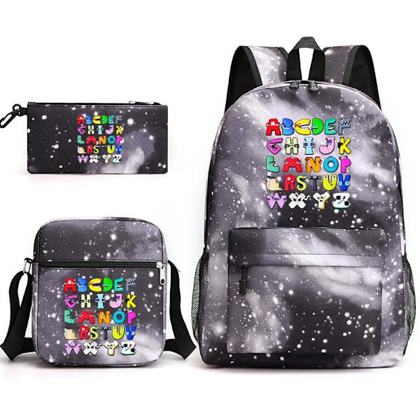 Alphabet Legend Student Skolväska 3-delars Set Starry Grey