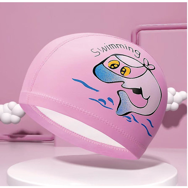 Söta barn badmössor cap tecknad elastisk pu cap cap för pojkar flickor, 23*18cm pulver