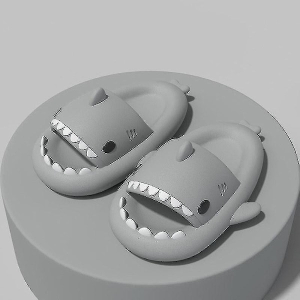 Shark Tofflor Halkfria duschtofflor Badrumstofflor Mjuka sommarsandaler för flickor och pojkar Nyhet grey 24 25