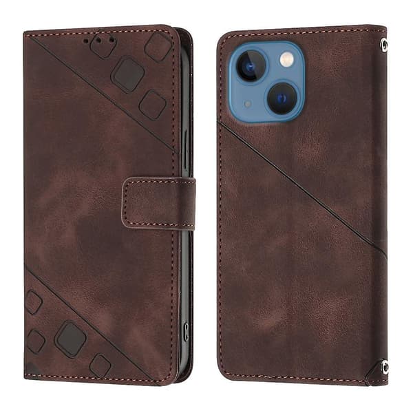 Hudkänsla PU- case för iPhone 15 Brown