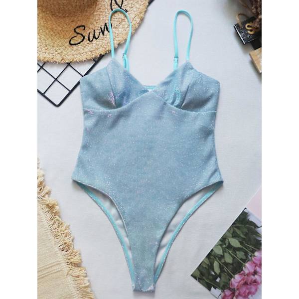 Glänsande baddräkt dam baddräkt Monokini baddräkt 2023 dam baddräkt Push Up glitter baddräkt med strass NO 4 M