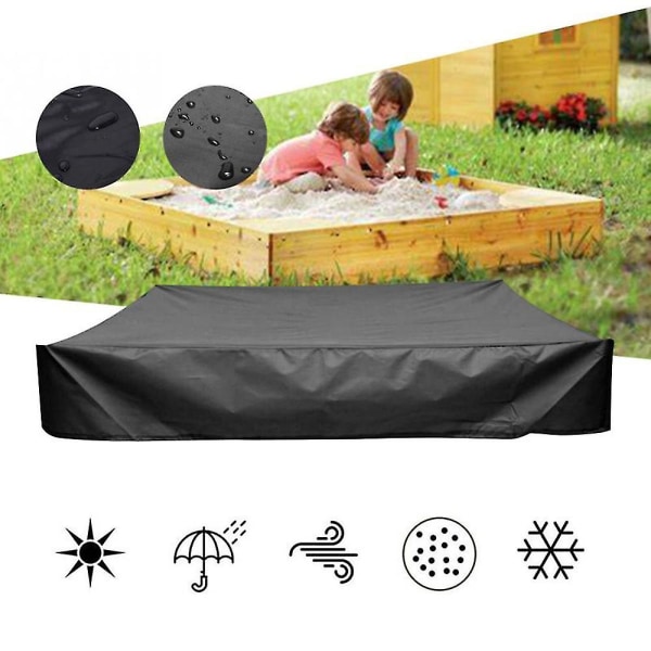 Dammtätt skydd Sandbox Cover Vattentätt Sandlåda Pool Cover Black 180*180