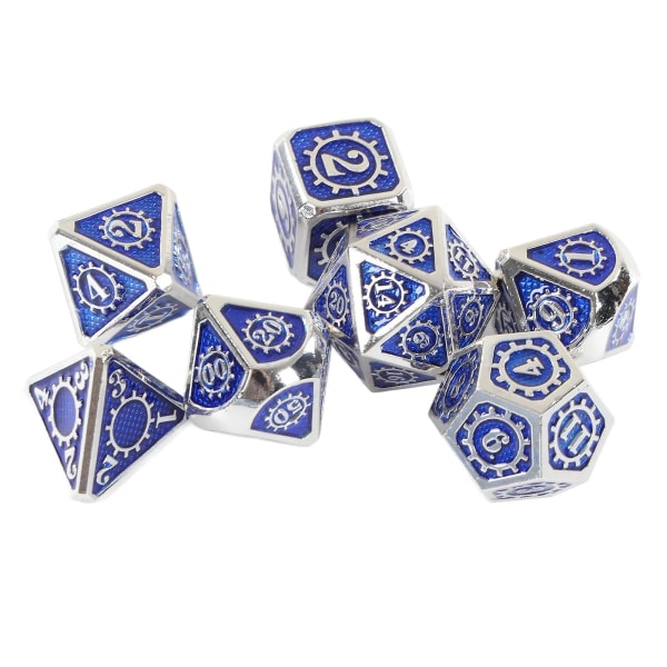 7st polyedriska tärningar Färgglada redskap Metall Högbalanserade brädspel Polyhedriska tärningar för rollspel Blue