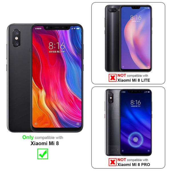 Xiaomi Mi 8 Hülle Cover Case Etui - mit Stand Funktion och Kartenfach NIGHT BLACK Wed 8