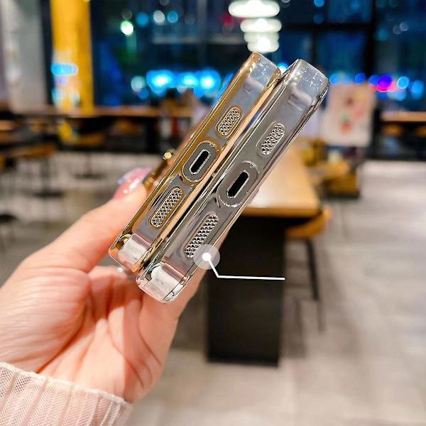 Magsafe Clear Case kompatibelt med Iphone 15 Pro Max, mjuk TPU-plätering Stötsäkert cover med linsskyddsstativ Gold For iPhone 15 Pro Max