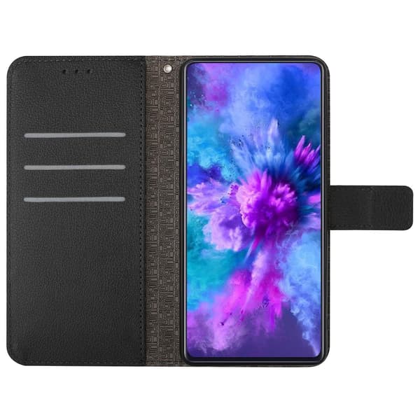 För Motorola Moto E13 4g Case Litchi Texture Läderställ Cover Black