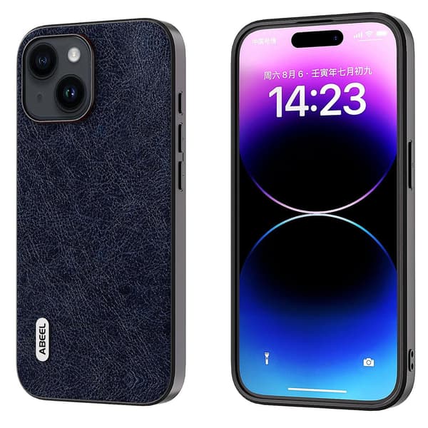 ABEEL Retro Litchi Texture Case för iPhone 15 Brown
