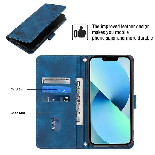 Hudkänsla PU- case för iPhone 15 Blue