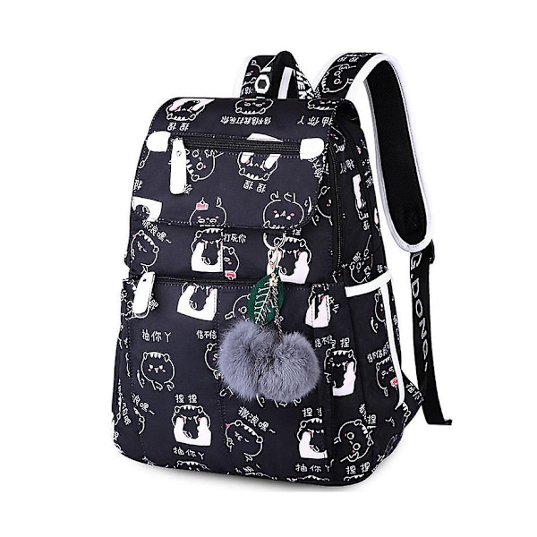 Skolväskor för flickor kvinnlig laptop ryggsäck USB ryggsäck barn ryggsäckar söt katt skolryggsäck för flickor väska pack Black cat