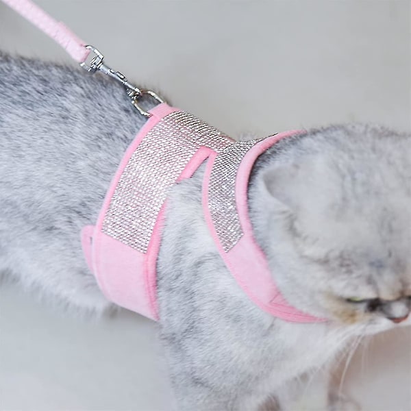 Kattsele med strass, stötsäker kattsele, justerbar kattsele, bröstrem i väststil för katter null none