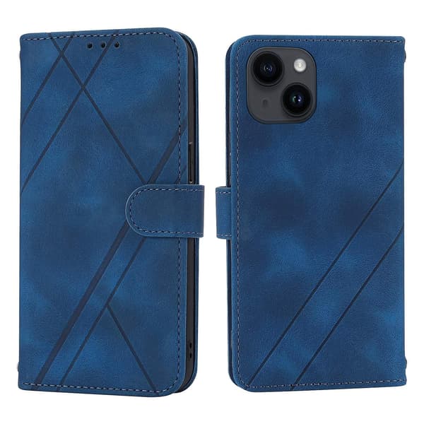 Case med präglat linje för iPhone 15 Blue