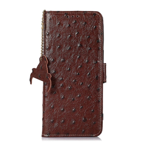 Strutsmönster RFID phone case för iPhone 15 Brown