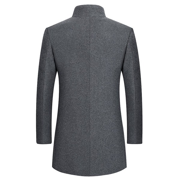 Sliktta Mens Slim Fit Coat Stand Krage Ylle Button Overcoat Gray 2XL