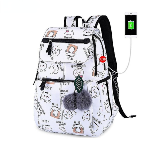 Skolväskor för flickor kvinnlig laptop ryggsäck USB ryggsäck barn ryggsäckar söt katt skolryggsäck för flickor väska pack Flower