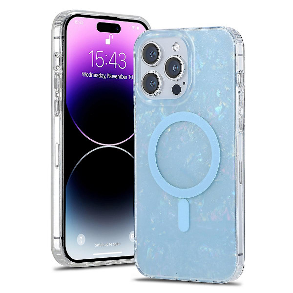 Magsafe- case kompatibelt med Iphone 15 Pro Max, skalmönster Soft Tpu Stötsäkert cover för kvinnor tjej Blue For iPhone 15 Pro Max