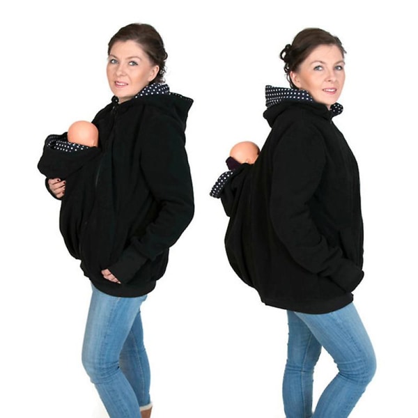 Kvinnor Gravid Baby Hoodie 3 In 1 Multifunktion Sweatshirt Jackor Black Blue Dot XL