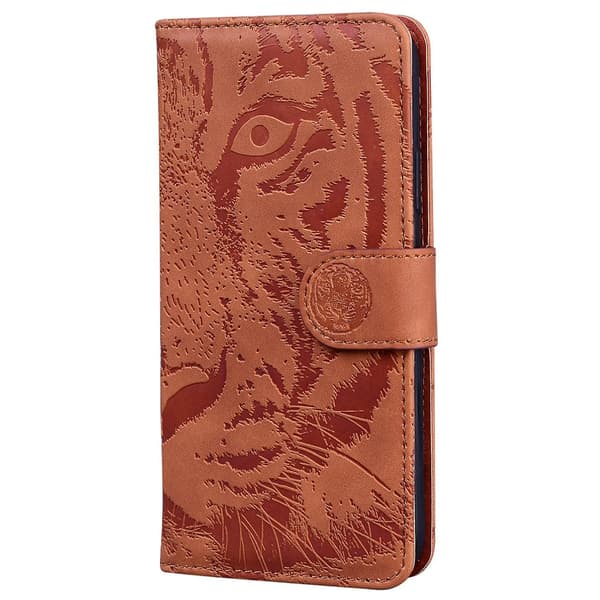 Tiger-präglat case för iPhone 15 Brown