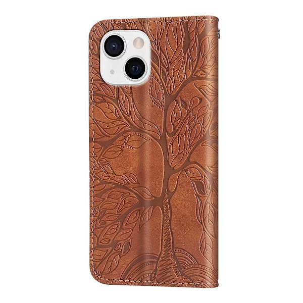Case med reliefmönster för iPhone 15 Plus Brown