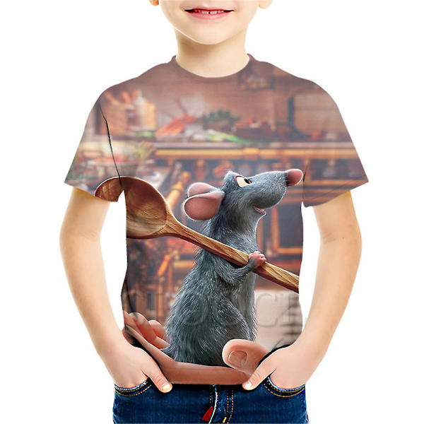 Barntröjor sommar 3D Digital Ratatouille Print Kortärmad Rundhalsad Lös T-shirt style6 125cm
