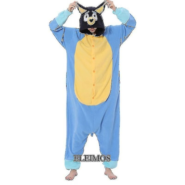 Xxl Volwassen Kids Kigurumi Nieuwe Aankomst Dier Tecknad Blauwe Hond Rompertjes Pyjamas Kerst Julkostuum Bingo onesie S Fit 145cm-158cm