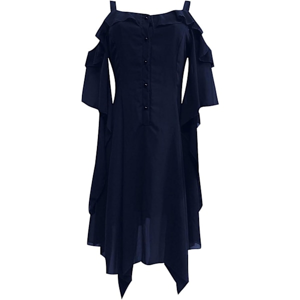 Renaissance Faire Costume Kvinnor Sexig Off Shoulder Fairy Dress Plus Size Goth Steampunk Dress Halloween Gothic Dress Navy Large