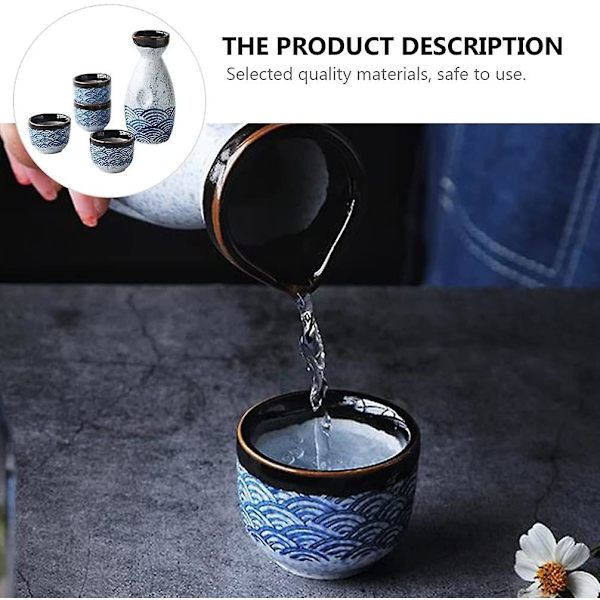 Japansk Sake Cup Set 4 st 35ml Sake Cups+ 1 st 180ml Sake Pot Set Keramiska vinglas null none