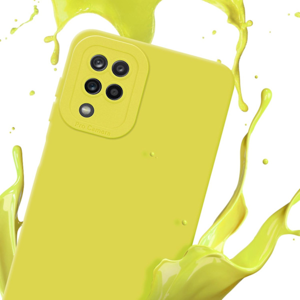 Samsung Galaxy A12 / M12 Hülle Handy Cover TPU- case - Matt med kameraskydd FLUID YELLOW Galaxy A12 / M12