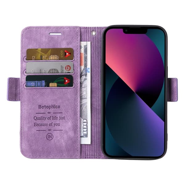 Case med spänne på dubbla sidor för iPhone 15 Purple