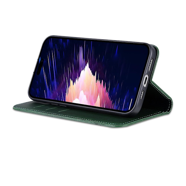 AZNS Calf PU case för iPhone 15 Plus Dark green