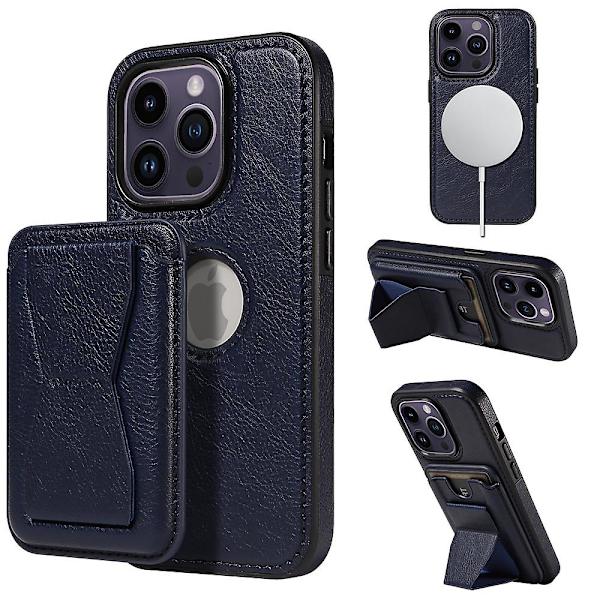Magsafe case kompatibelt med Iphone 15 Pro Max, Pu läder stötsäkert cover med magnetkorthållare Dark Blue For iPhone 15 Pro Max