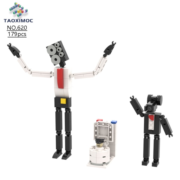 Monitor vs Toilet Man's Building Block Toy Model Handgjord Washing Machine Toilet Man