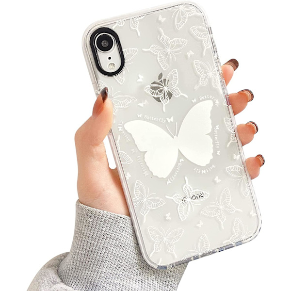Kompatibel med Iphone Xr- case Klar Söt Vit Fjärilsmönster Design För Kvinnor Flickor Estetisk Romantisk Mjuk Slim TPU Stötsäker Protevt null none