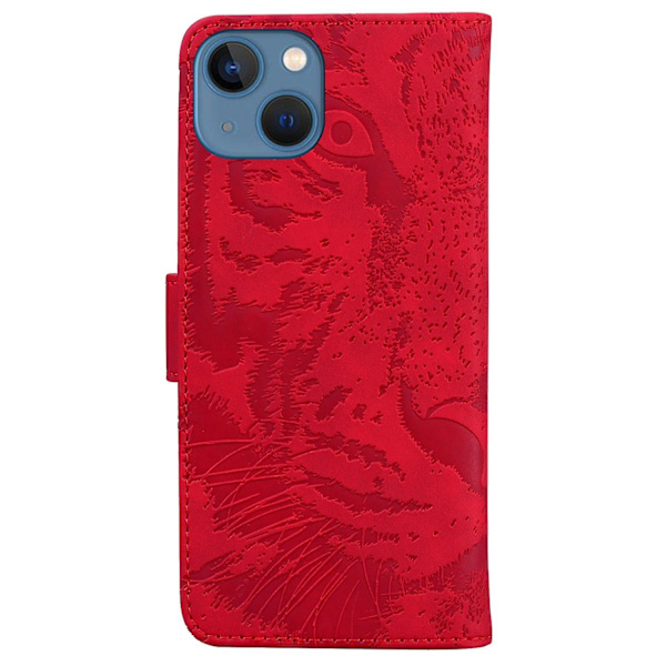 Tiger-präglat case för iPhone 15 Red